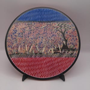 Kisii Soapstone 10&quot; Flat Plate W/Giraffes