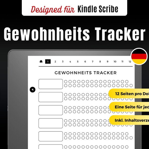 Kindle Scribe Habit Tracker Deutsch | Kindle Scribe Vorlagen Deutsch | Hyperlinked PDF | Digitaler Download