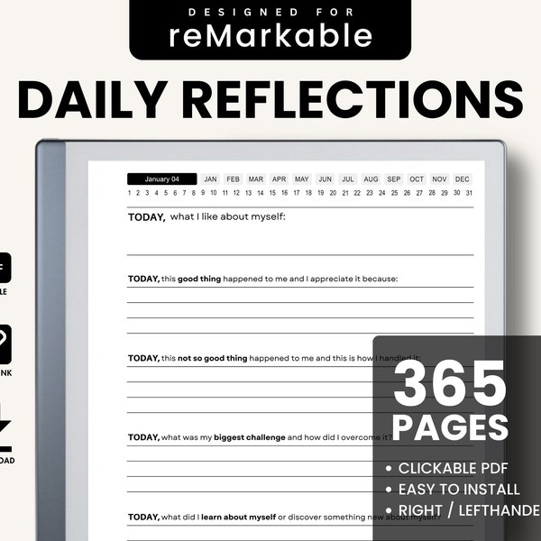 Remarkable 2 Templates | Daily Reflexions | Self Reflection Journal | Instant Download