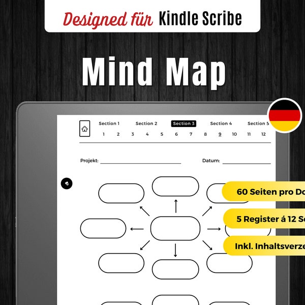 Kindle Scribe Mind Map Deutsch | Brainstorming Journal | Kindle Scribe Templates Deutsch | Digitaler Download