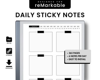 Daily Sticky Notes for reMarkable 2, Post It, Daily To Do, reMarkable 2 Templates