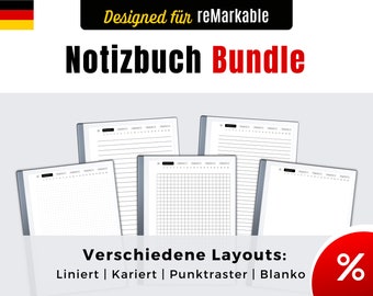 reMarkable 2 Notizbuch Bundle | Remarkable Templates Deutsch | Digitales Notizbuch | reMarkable 2 Download | Interaktives PDF