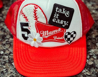 Mama Tried Trucker-hoed/ Zomer Trucker Hoed/ Take It Easy-patches/ Custom Trucker Hoed/ Patch Trucker Hoed