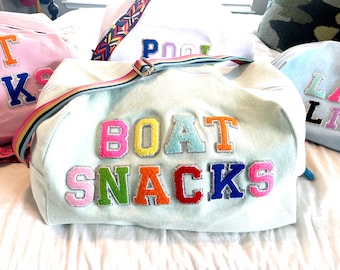 Boat Snacks/Pool Snacks/Lake Life Terry Cloth Duffle Bags/ Beach Bag/ Pool Bag/ Lake Bag/ Summer Bag/ Kids Duffle Bag