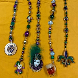 Hand made Mardi Gras hanging beads