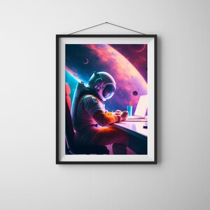 Astro Study | Digital Download | Astronaut Art | Space Wall Art | Galaxy Wall Art |  AI Art | Printable | for Office Decor