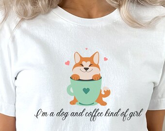 Dog Shirt for Dog Mom T-Shirt for Dog Lover Tshirt Dog Owner Tee Coffee Drinker T Shirt Dog and Coffee Dogs