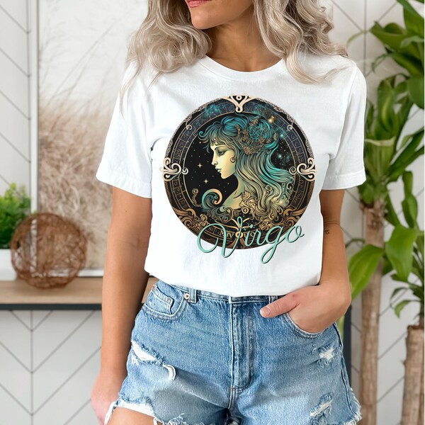 Virgo T Shirt Zodiac Round Neck Coral Silk Cotton T-Shirt for Women main image 0