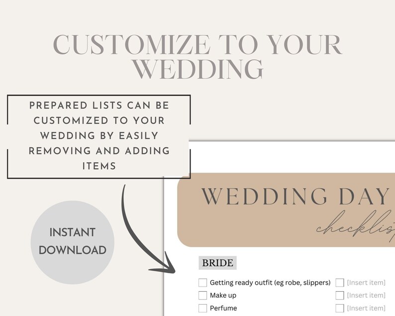 Wedding Bag Packing List for Bridal Party Checklist Bride Etsy