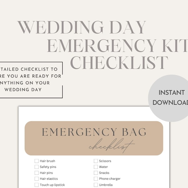 Emergency Wedding Kit for Wedding Day Emergency Bag Bride Packing Essentials for Bridal Emergency Pack Guide for Emergency Kit for Bride