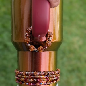 Lainey Wilson Country Stanley Cup Stacking Bracelets Matching Handle Charm Dangle Straw Charm Set Crystal Rhinestone Glass Beaded Accessory