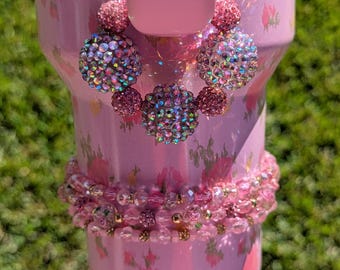 Stanley Cup-bedel Ibiza-zonsondergang LoveShackfFancy Cup-accessoires Roze handvatbedel Blinging Beautiful strass Stanley Cup-bedel