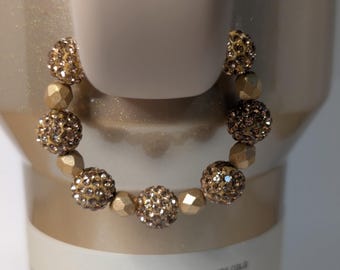 Stanley Prosecco Cup Handle Charm Gold Crystal Beaded Stanley Cup Accessories