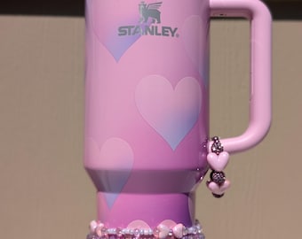 Pink Gradient Heart Charm Bracelets for Stanley Tumbler Accessories