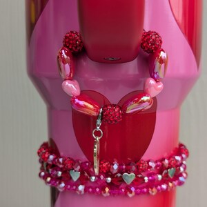 Heart red  beads. Stanley cup accessories