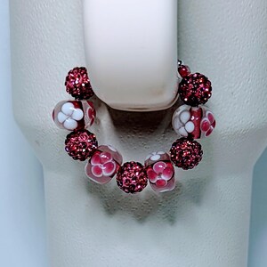 Stanley Cup Pink Glass Rhinestone Handle Charm Elegant Lampwork And Clay Crystal beads  Fit 30 40 Oz Stanley Tumbler Beautiful and stunning.