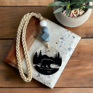 Car Mirror Accessory - Bear on Lake - Rearview Mirror Charm - Mirror Pendant- Unisex Car Accessories - Car Charm for Men and Women- Custom