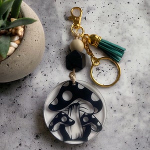 Mushroom Keychain - Customizable Keychain - Cute Keychain - Mushroom Themed