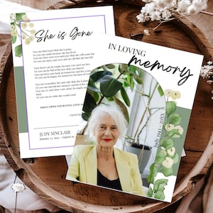 Funeral Memorial Card Template Digital Template Canva In Loving Memory Floral Memory Card Customizable Card Template Death Family Loved One