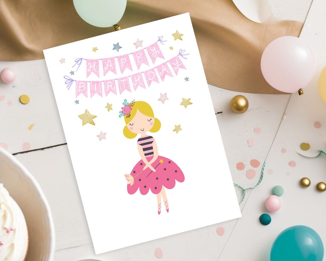 Printable Ballerina Birthday Card Happy Birthday Ballet Birthday Girl ...