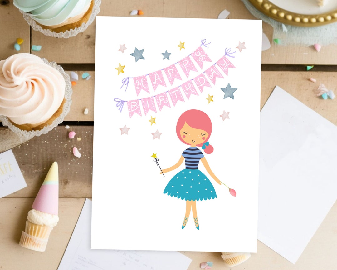 Printable Ballerina Birthday Card Happy Birthday Ballet Birthday Girl ...