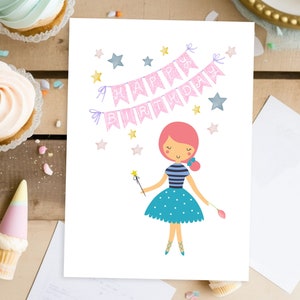 Printable Ballerina Birthday Card Happy Birthday Ballet Birthday Girl Ballerina Dance B-day Card Cute Ballerina Girl Dancing 5x7 Card