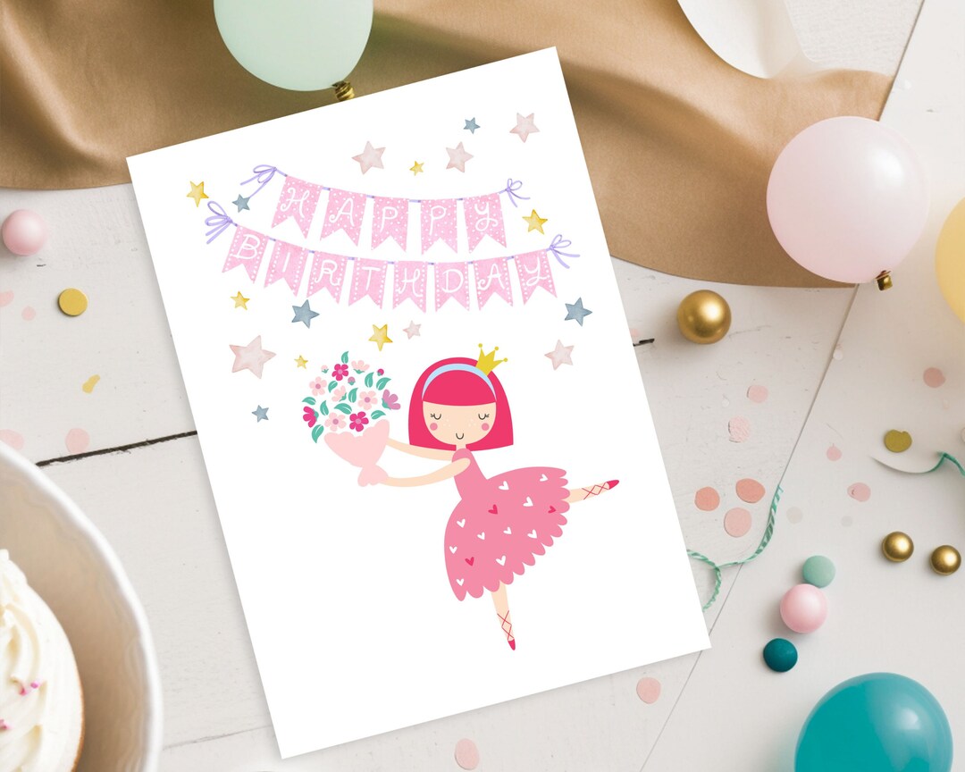Printable Ballerina Birthday Card Happy Birthday Ballet Birthday Girl ...