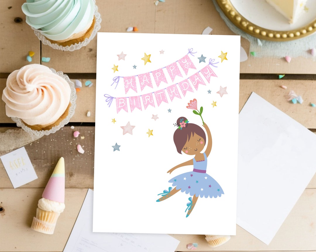 Printable Ballerina Birthday Card Happy Birthday Ballet Birthday Girl ...