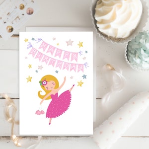 Carte d'anniversaire imprimable ballerine joyeux anniversaire ballet fille d'anniversaire ballerine danse carte anniversaire jolie fille ballerine danse carte 5 x 7