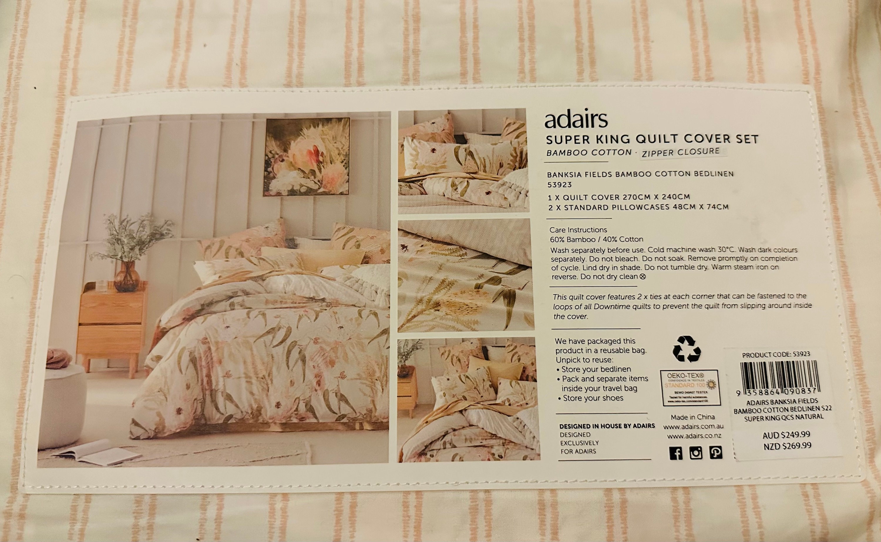 ADAIRS Super King Quilt Duvet Cover Set Brand NEW Bamboo Etsy Australia