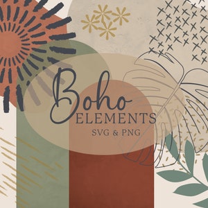 Paquete de imágenes prediseñadas de Boho / Elementos abstractos de Boho / Formas de Boho / SVG y PNG / Uso comercial gratuito
