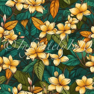 Plumeria Flower Seamless Pattern Tile For Personal Or Commercial Use Digital Download