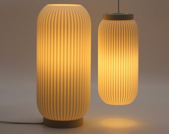 Ab 49,00 Euro: CALLUNA Lampe 2in1/weiß/Lampenfuß farbig/3D-Druck/Rippen/Deckenlampe/Hängelampe/Stehleuchte/Nachttischlampe/Schreibtischlampe