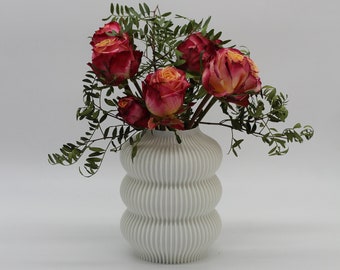 CALLUNA WAVE vase / waterproof / 3D print / straight / ribs / flower vase / dried flowers / bouquet / decoration / CI color concepts / wedding / baptism