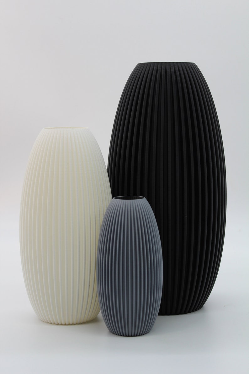 From 20.00 euros: ARALIA vase / waterproof / 3D print / oval / ribs / flower vase / dried flowers / bouquet / decoration / CI color concepts / wedding / baptism image 1