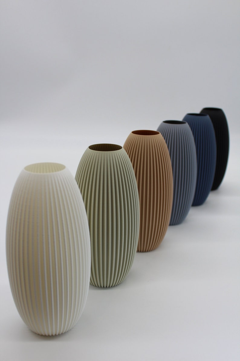 Ab 20,00 Euro: ARALIA Vase /Wasserdicht/3D Druck/Oval/Rippen/Blumenvase/Trockenblumen/Blumenstrauß/Deko/CI Farbkonzepte/Hochzeit/Taufe Bild 2