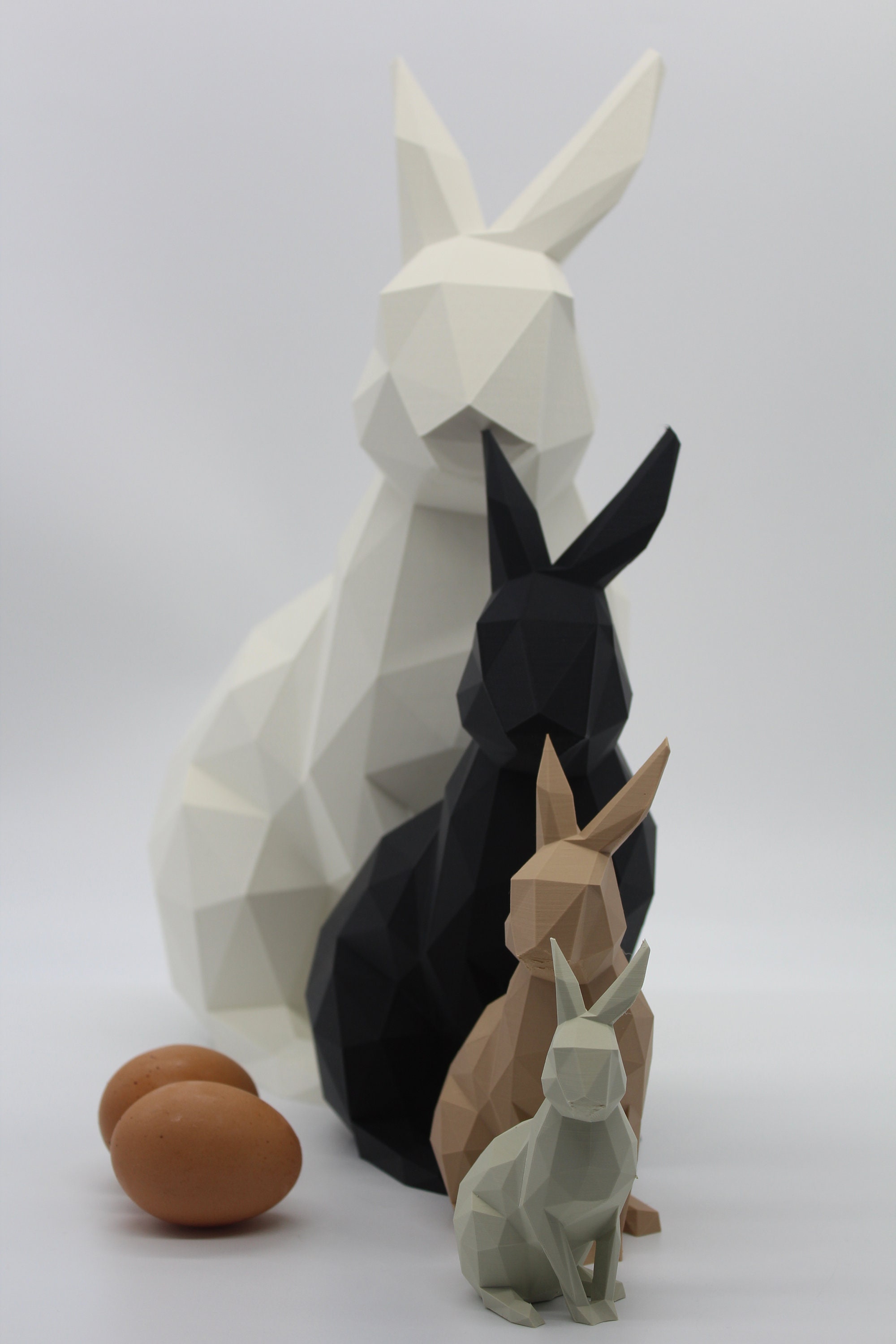 Papier-Hase 3D Waben-Osterdeko Zum Hängen – Nachhaltiger Osterschmuck, 6er Set, ⌀ 8 Cm, 16 Cm Hoch, Schwarz