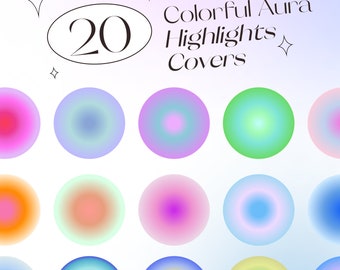 Aura Instagram Highlight Covers, Vibrant Pastel Icons (Digital Download)