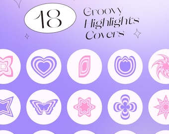 Couvertures Instagram groovy de l'an 2000, icônes esthétiques girly (téléchargement numérique)