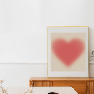 Heart Aura Print Wall Art, Girly Wall Art, Cute Gradient Art, Retro Gradient Poster, Pink Wall Art, Gift for Her, Aesthetic room Decor