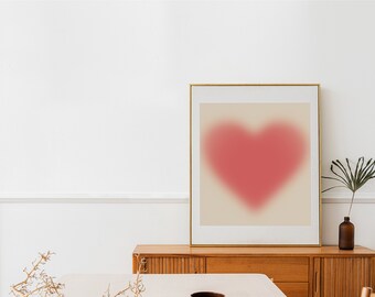 Heart Aura Gradient Print, Girly Room Decor (Digital Download)
