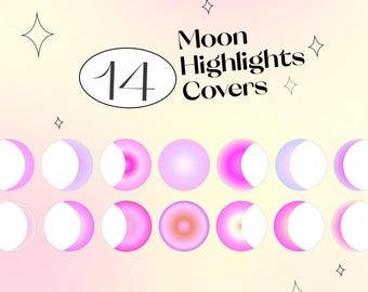 Moon Phase Instagram Highlight Covers: Minimalist Celestial Icons (Digital Download)