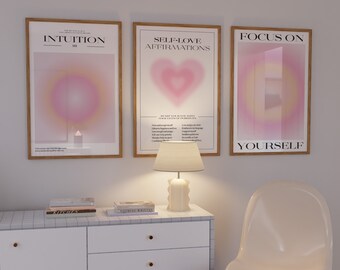 Aura Print Set: Self-Love Affirmations, Angel Number (Instant Download)