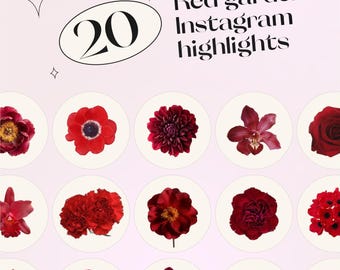 Red Floral Instagram Highlight Covers: Boho Story Icons (Digital Download)