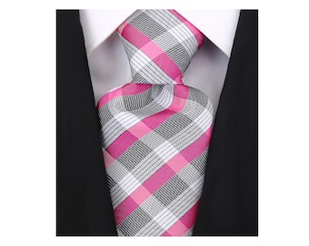Scott Allan Pink Tie | Plaid Neckties for Men | Corbatas para hombres elegantes | Pink Ties for Men | hot pink tie