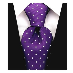 Scott Allan Polkadot Purple Tie | Purple Ties for Men | Carbata Para Hombre Elegantes | Dark Purple Necktie Plum Tie&#39;s for Him