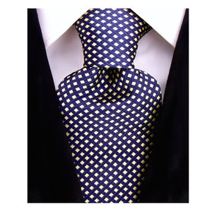 Scott Allan Navy Blue Tie | Diamond Pattern Necktie Navy Blue Yellow