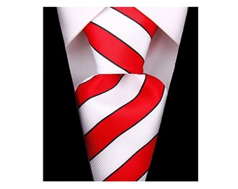 Scott Allan Regimental Stripe Tie for Men - Red and White Woven Necktie - College Neck Ties comparable to brands like tiemart and qbsm