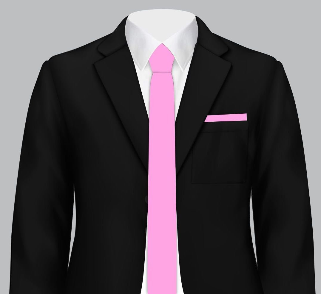 black dress shirt with pink tie Men's Pink & Black Single Breasted One-button Shawl Lapel Wedding Prom Party Suits