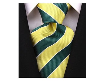 Scott Allan Regiment Stripe Ties | Green and Gold Necktie | Ties for Men Green | Carbata Para Hombre Elegantes